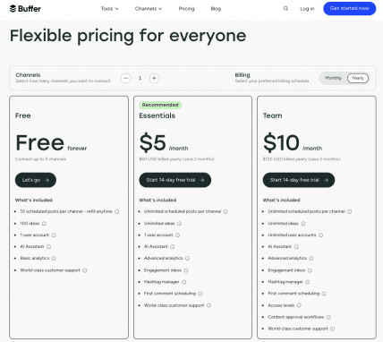 buffer pricing