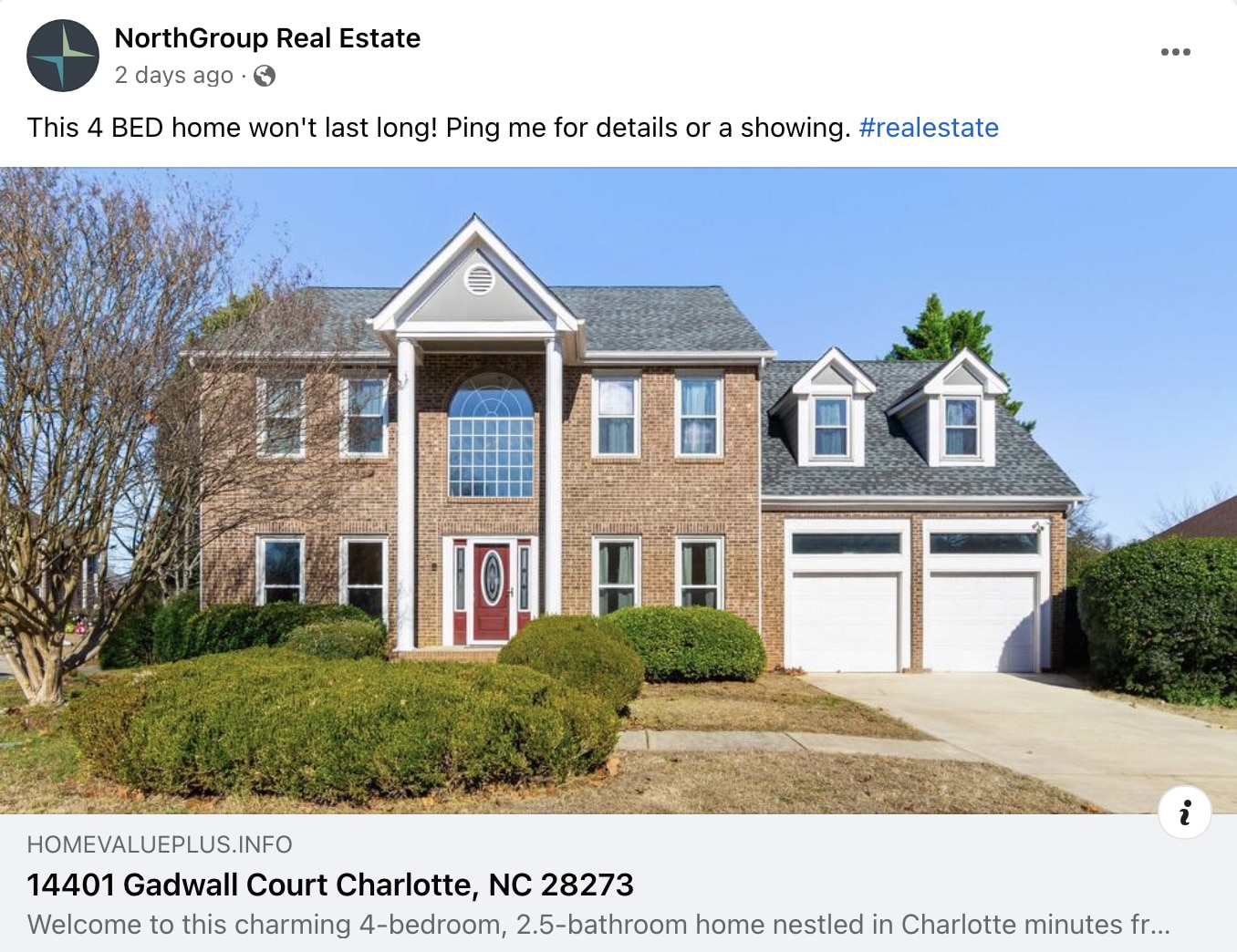 Facebook real estate example - NorthGroup Real Estate