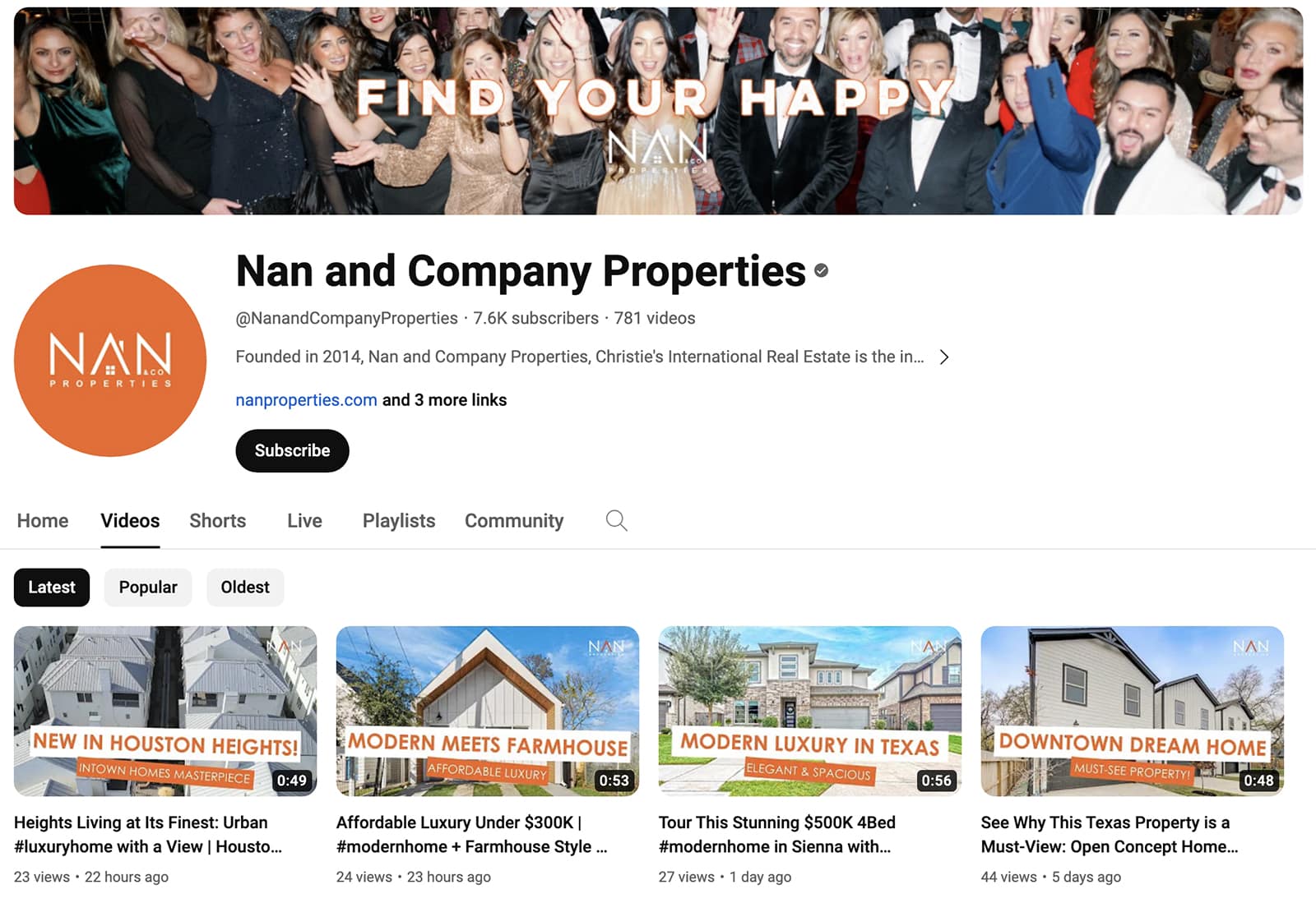 YouTube real estate example - Nan and Company Properties