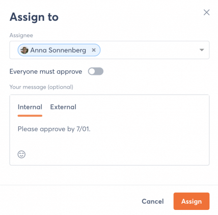 assign items in Agorapulse