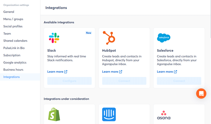 Available integrations