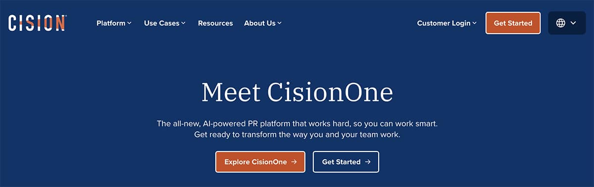 CisionOne homepage