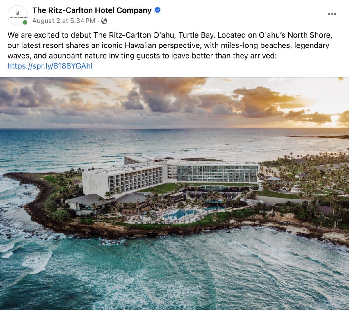 Ritz Carlton Facebook post