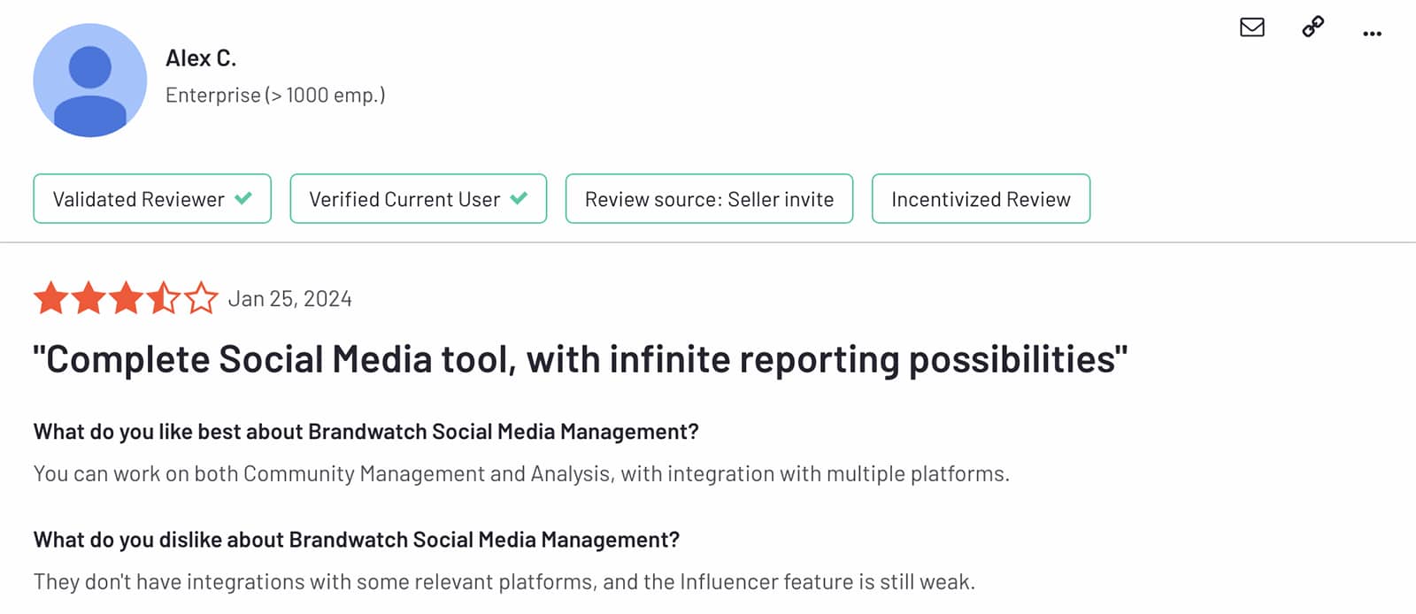 G2 review of Brandwatch's influencer marketing tools