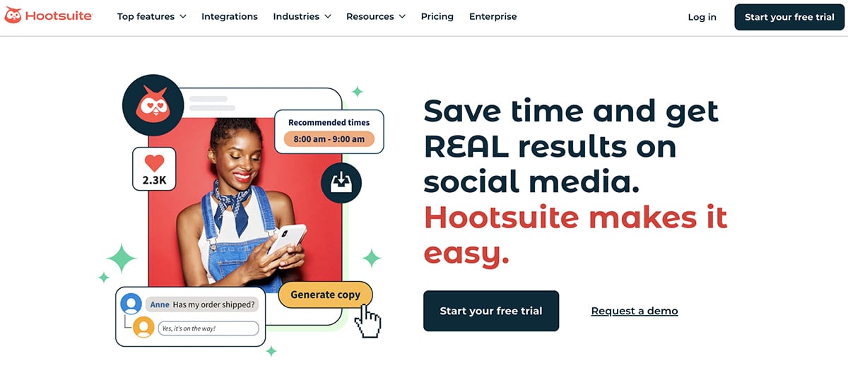 Hootsuite homepage