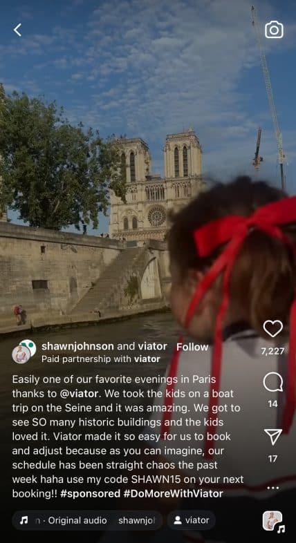 Viator Instagram reel