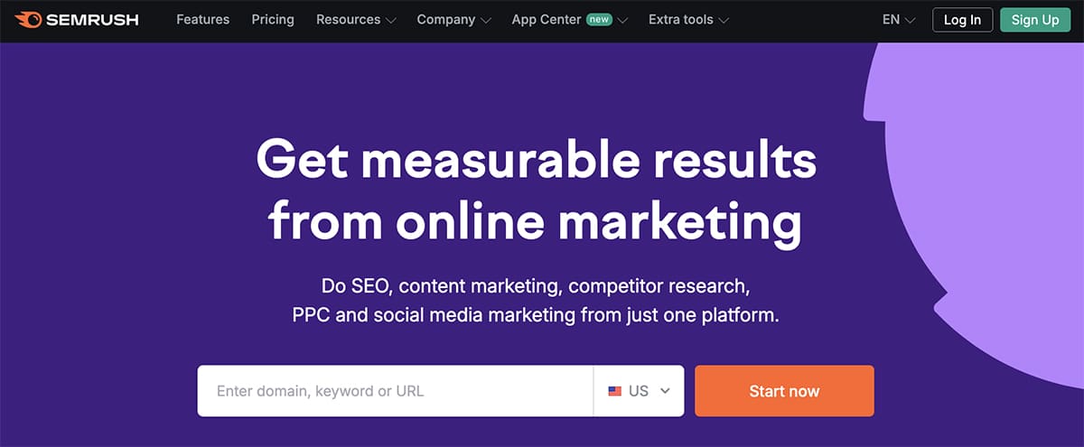 Semrush homepage