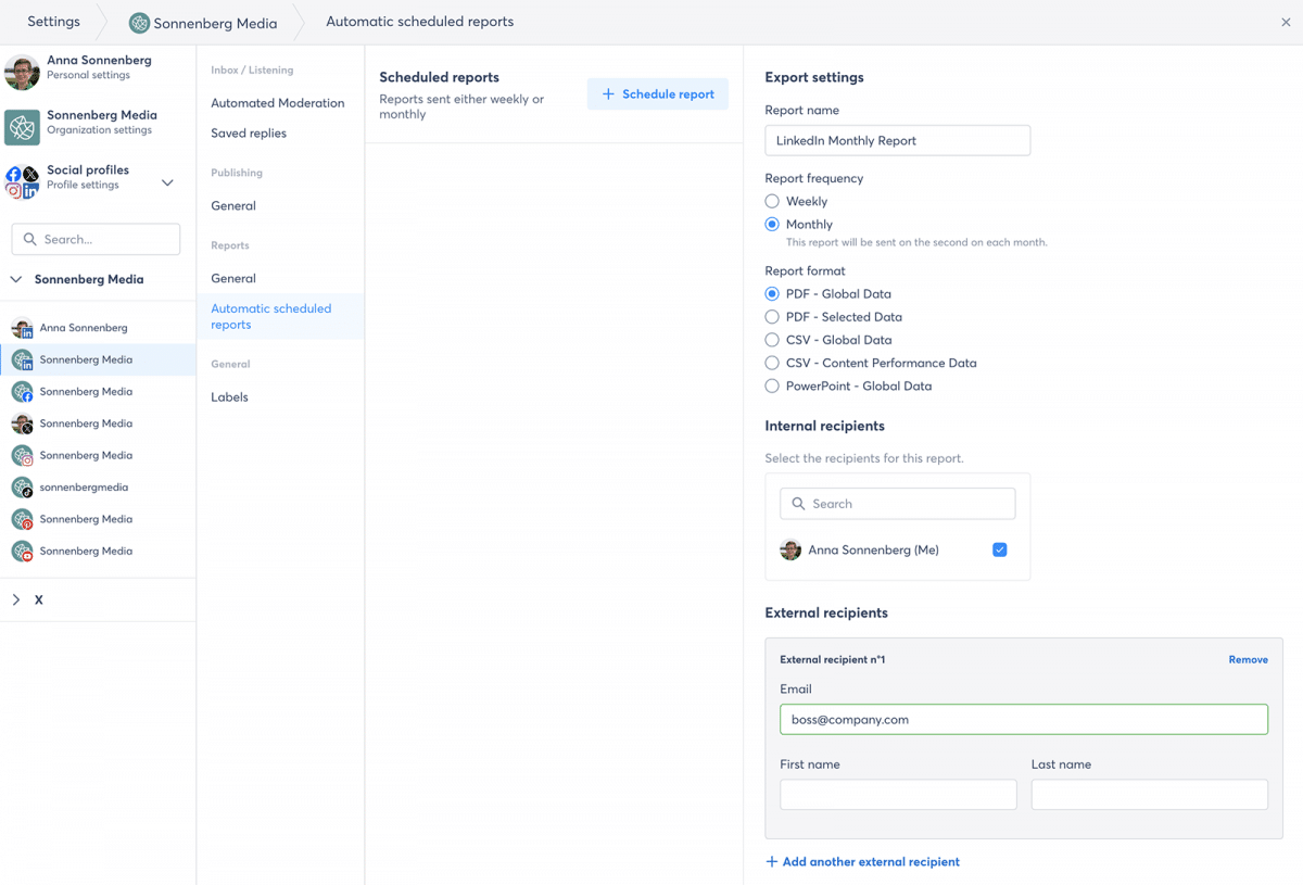 Agorapulse automated reports