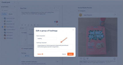 agorapulse saved hashtag