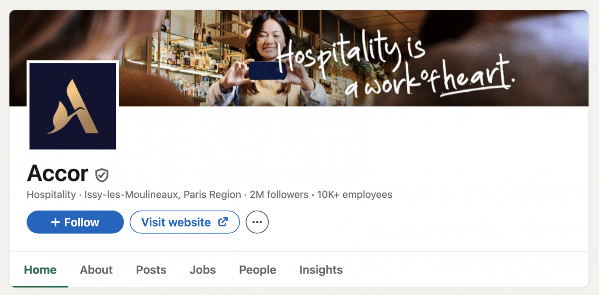 Accor LinkedIn company page banner staff retention