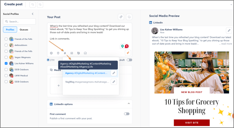 agency saved hashtag group example