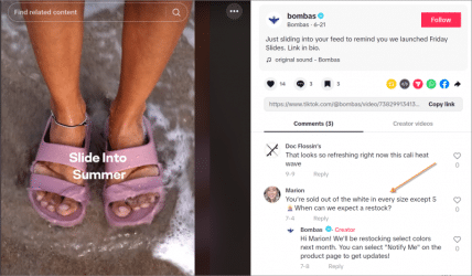 bombas tiktok response screenshot