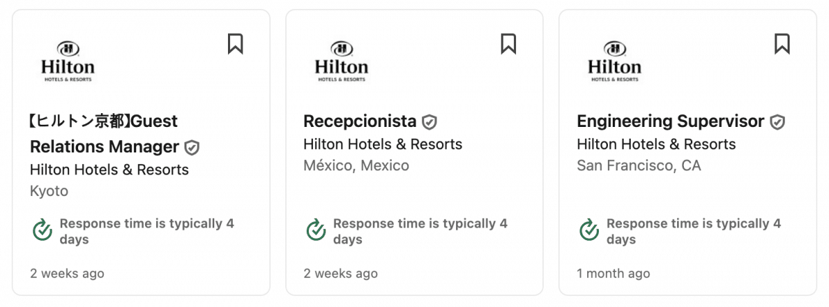 Hilton job posts on LinkedIn