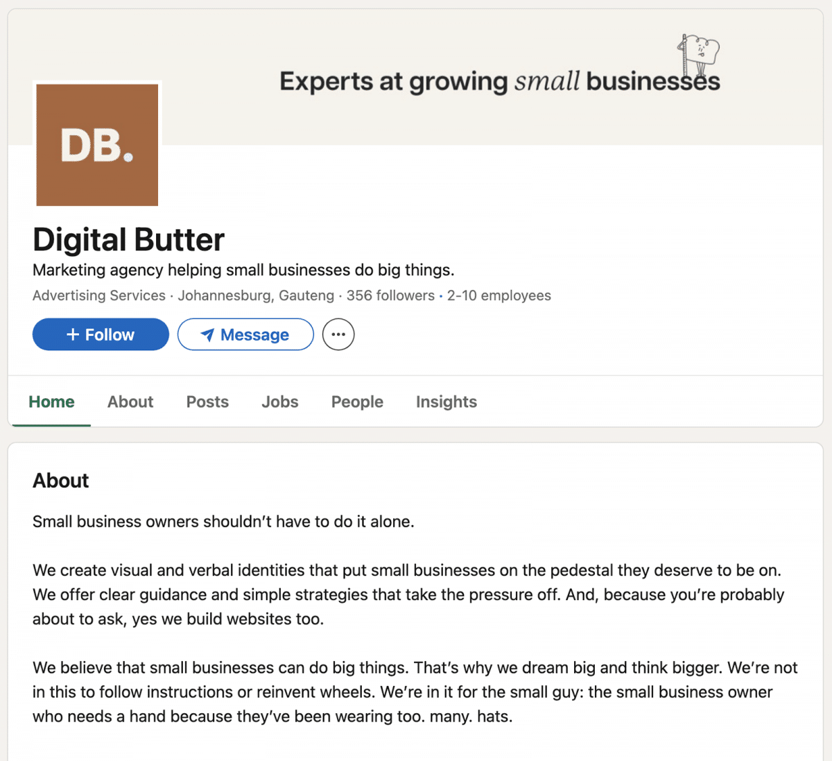 LinkedIn company page for Digital Butter