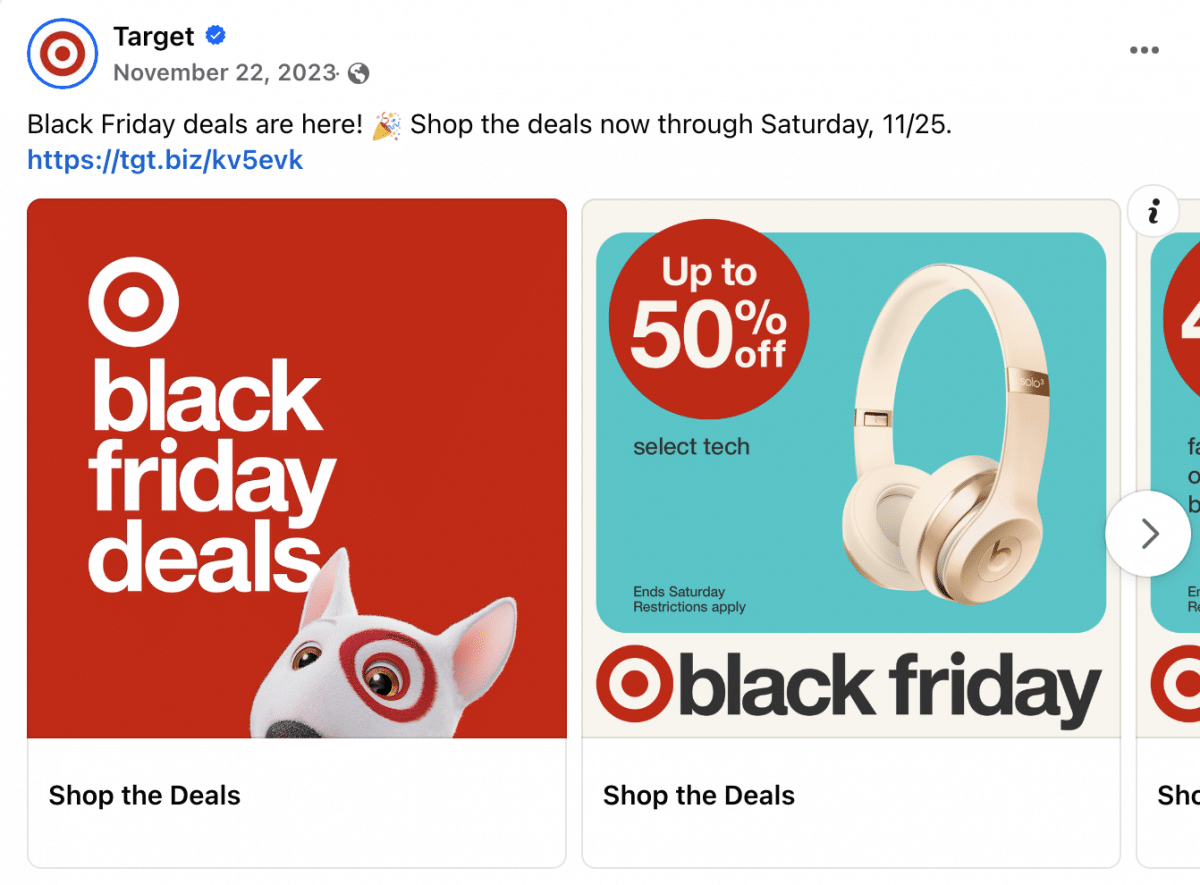 holiday Facebook post by Target