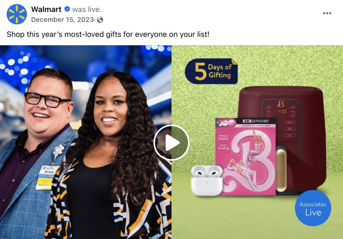 holiday Facebook Live by Walmart