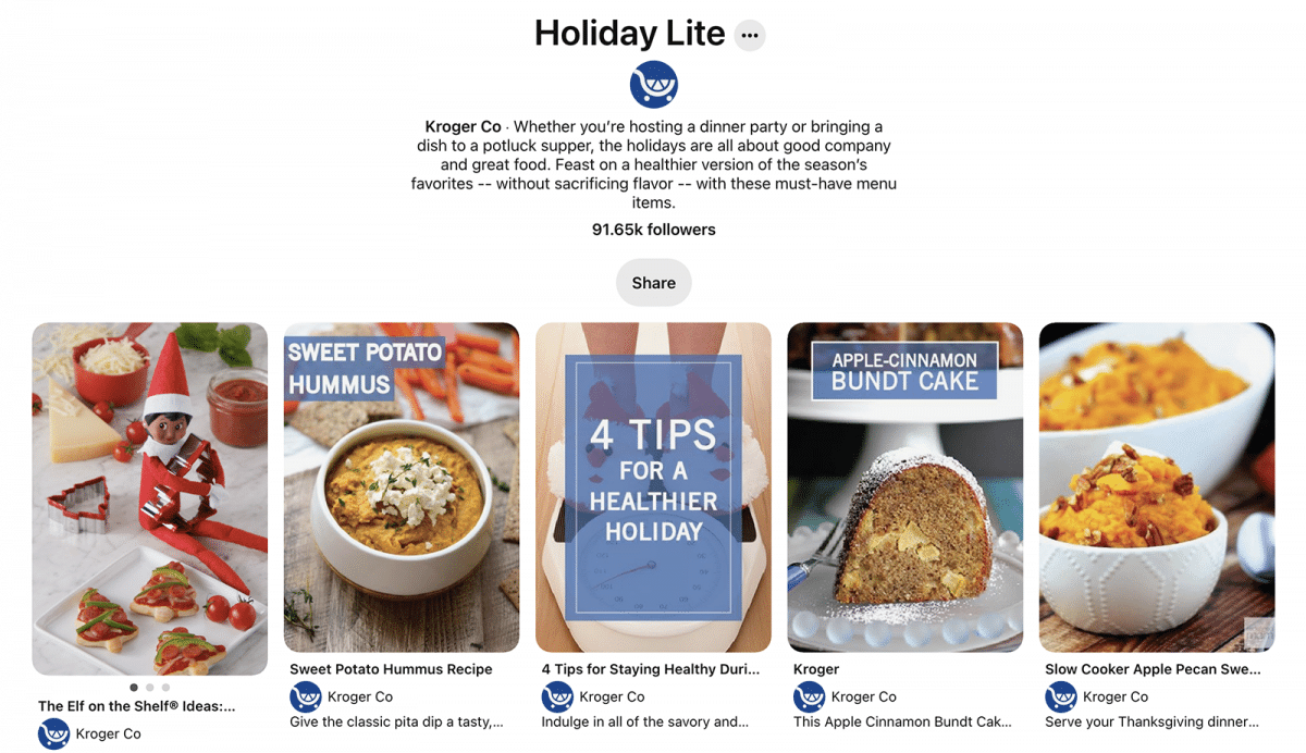 holiday Pinterest board by Kroger