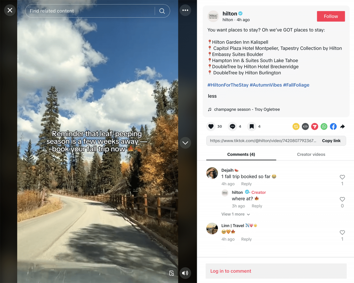 Hilton TikTok video