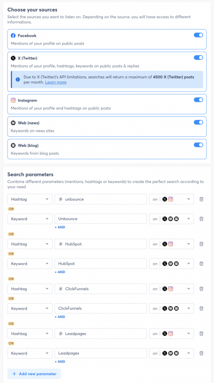 Agorapulse social listening search