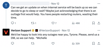 Verizon customer service example