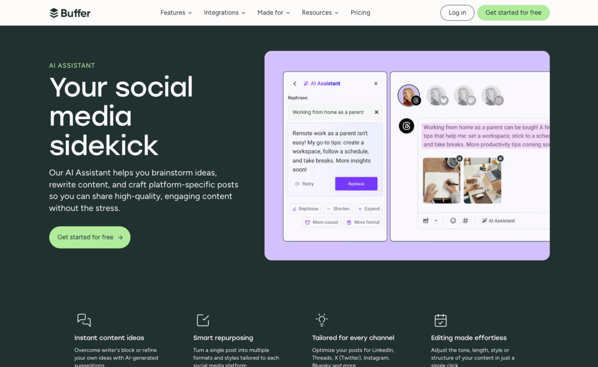 Buffer AI product page