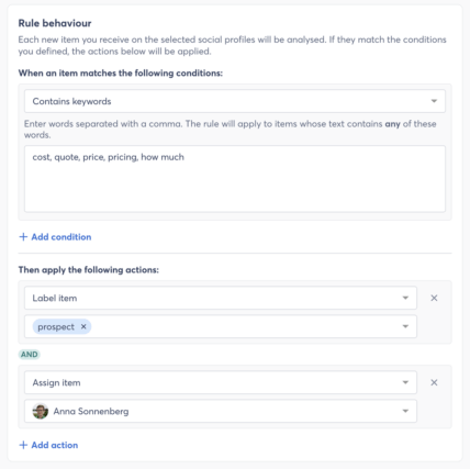 Agorapulse inbox moderation rules