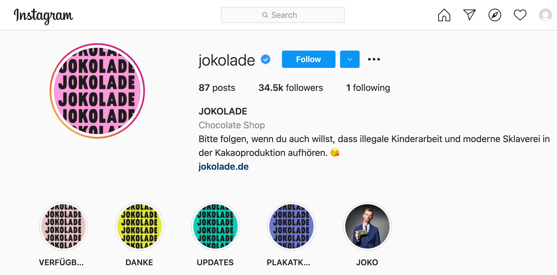 JOKOLADE Instagram Profil