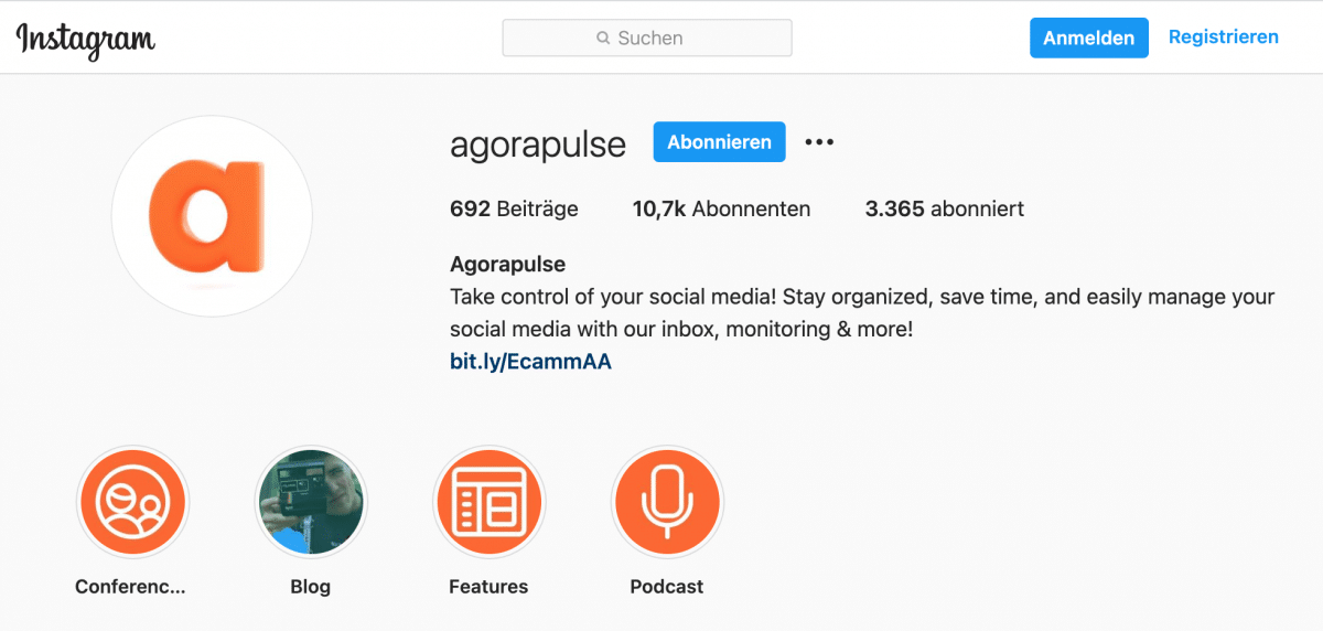 Agorapulse Instagram Konto