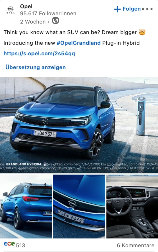 LinkedIn Post Beispiel Opel