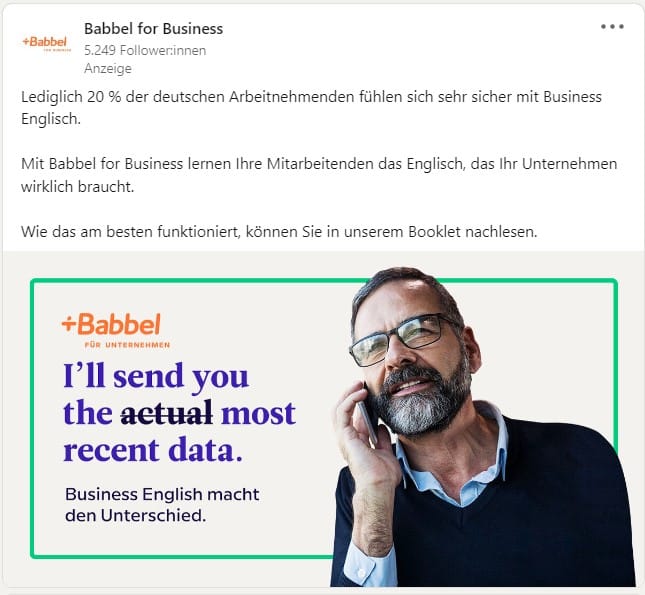 LinkedIn-Ads-Beispiel von Babbel