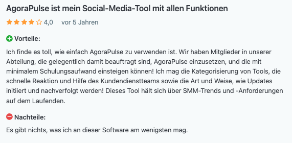 Kundenfeedback zum Kundenservice von Agorapulse auf Capterra