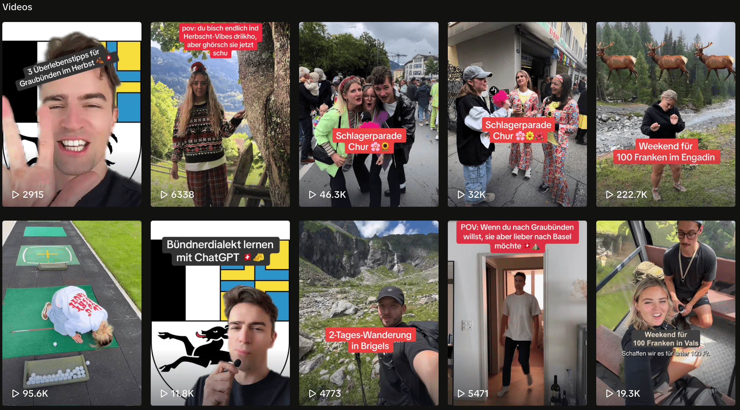 Gelungenes TikTok-Beispiel der Ferienregion Graubünden in der Schweiz