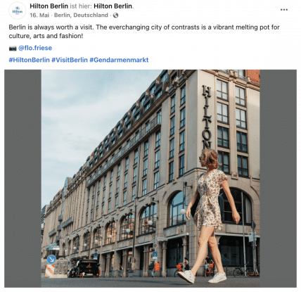 Tourismus-Marketing auf Facebook: Hilton Berlin Facebook Post