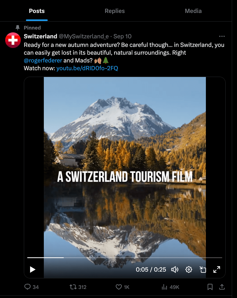 Pinterest-Beispiel von MySwitzerland