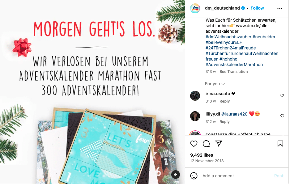 Social Media für den Einzelhandel: DM Weihnachtszauber