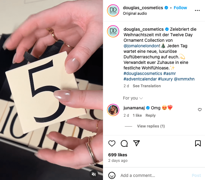 Social Media für den Einzelhandel: Douglas Weihnachtsprodukte