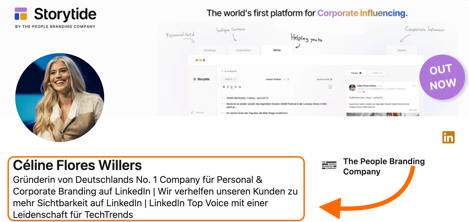 Beispiel einer starken LinkedIn-Überschrift für mehr Leads