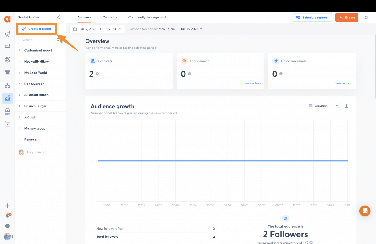 Bsp. eines Social-Media-Reports von Agorapulse