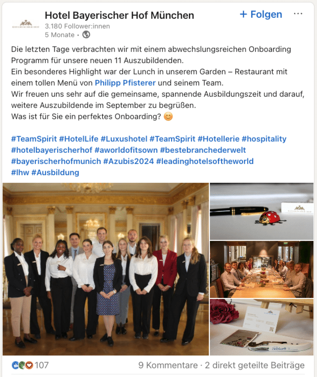 LinkedIn-Beispiel von Bayerischer Hof München