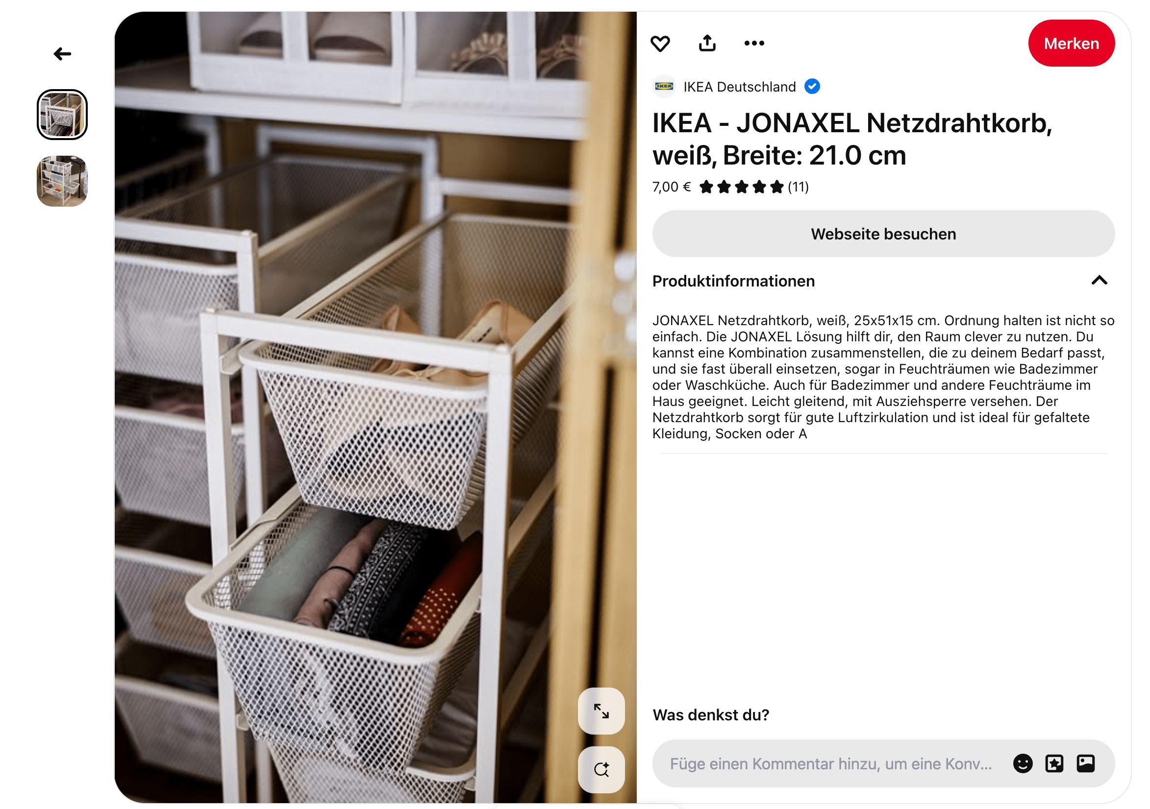 Pinterest Marketing Beispiel: Produkt Rich Pin von IKEA