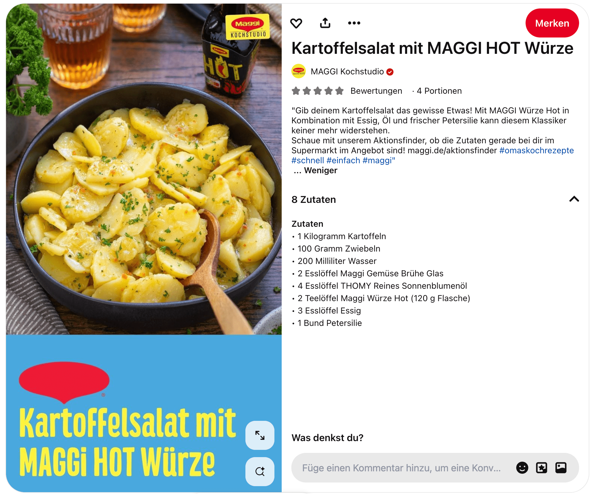 Pinterest Marketing Beispiel: Rezept Rich Pin von Maggi