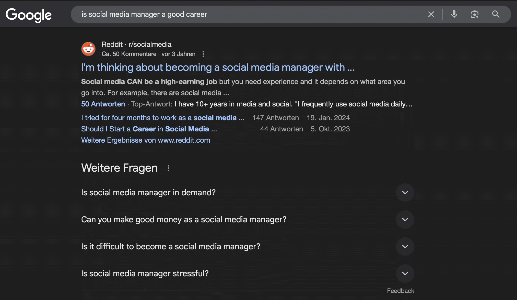 Beispiel einer Google-Suche, welche Reddit als erstes Ergebnis liefert.