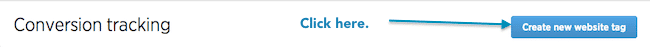 Website Visitors - Haz clic en Crear etiqueta de sitio web