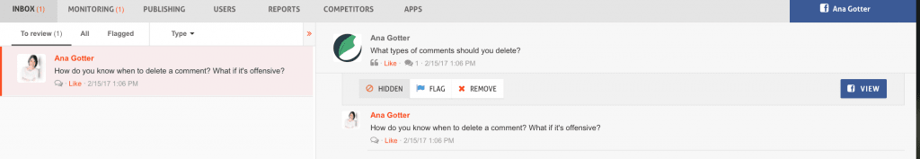cacher un commentaire dans agorapulse