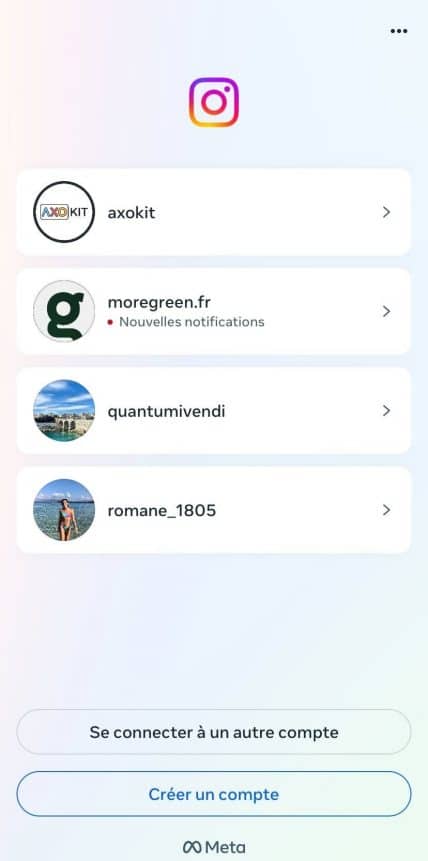 gestion de plusieurs comptes sur Instagram 