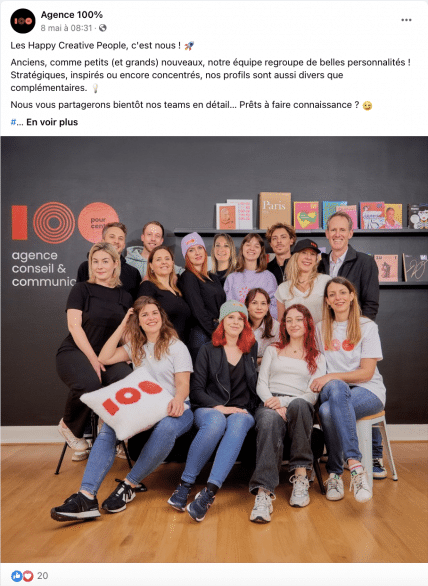 publication facebook Agence 100%