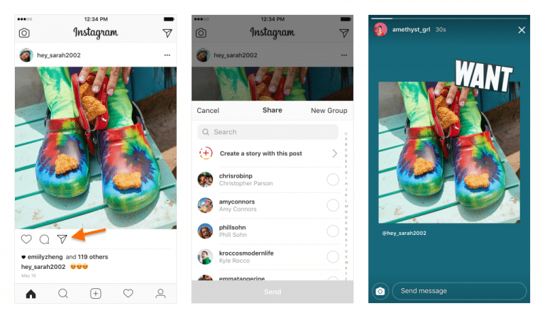 story, Partager vos posts Instagram en Story