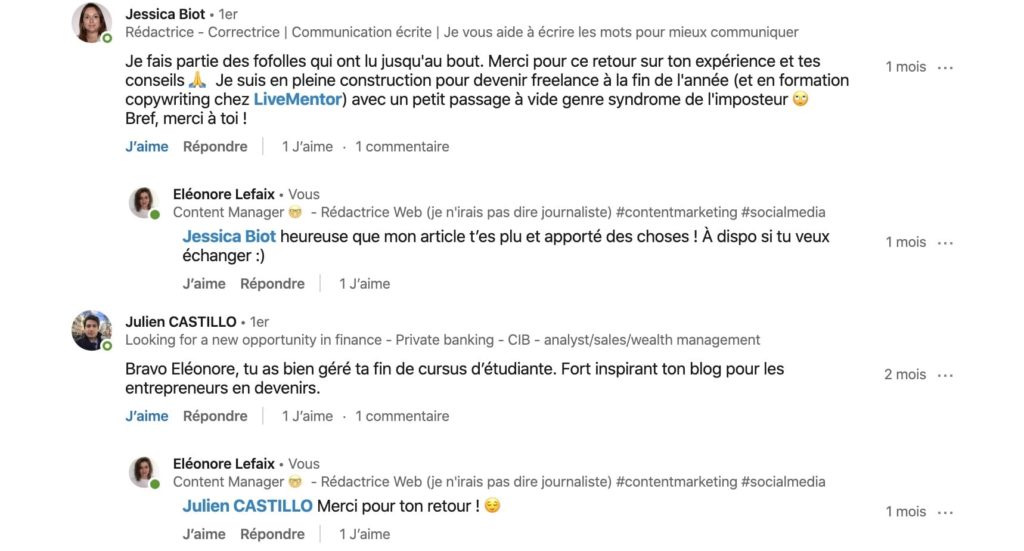 commentaires articles LinkedIn