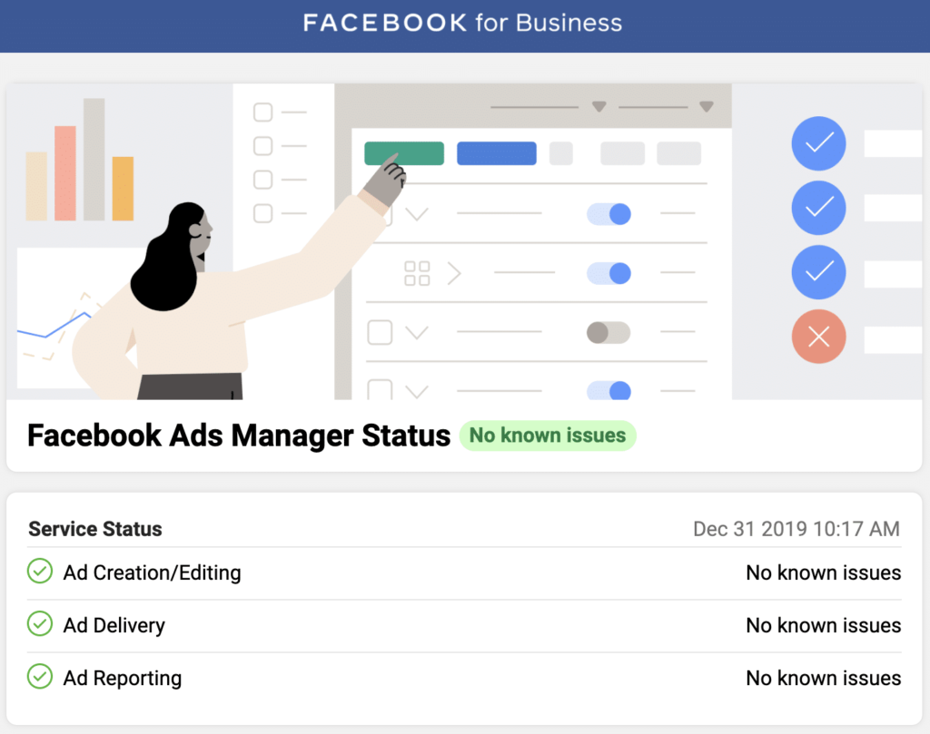 what's up social, facebook créé une page statut pour business manager