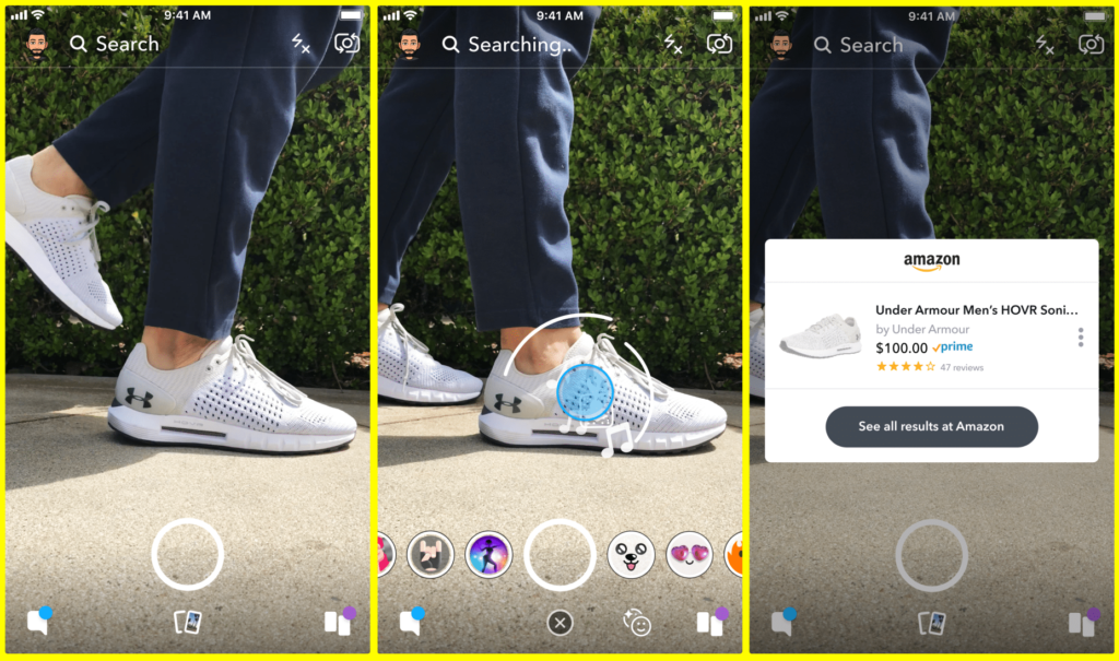 aperçu du fonctionnement de la recherche visuelle sur Snapchat